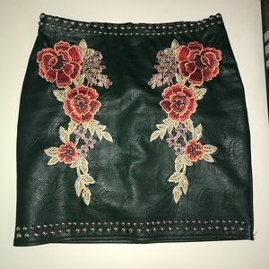 dark green embroidered skirt